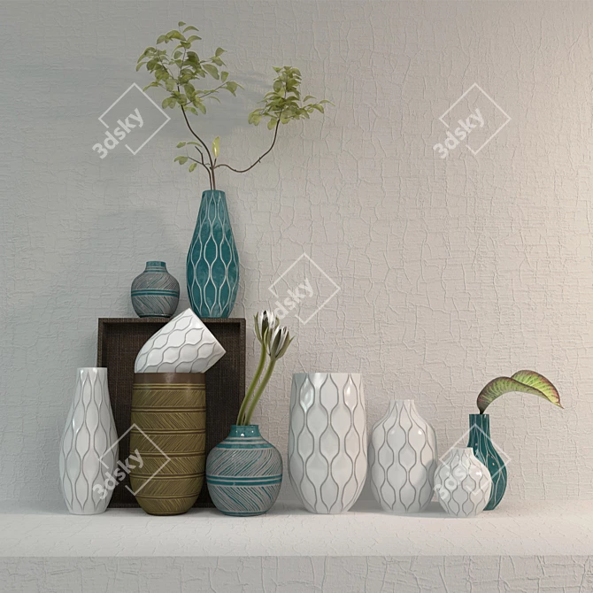 Honeycomb Linework Vases 3D model image 1