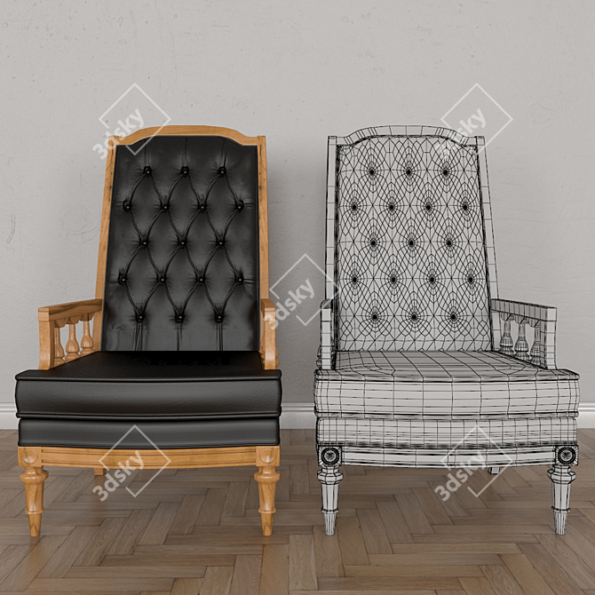 Elegant Vintage Tufted Chair 3D model image 1