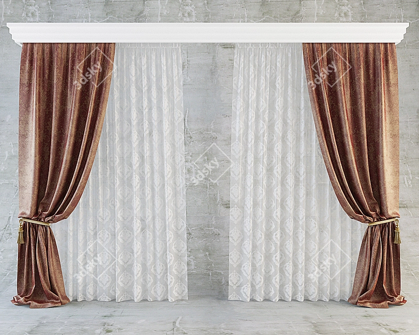 Empire Style Curtains, Part 3 3D model image 1