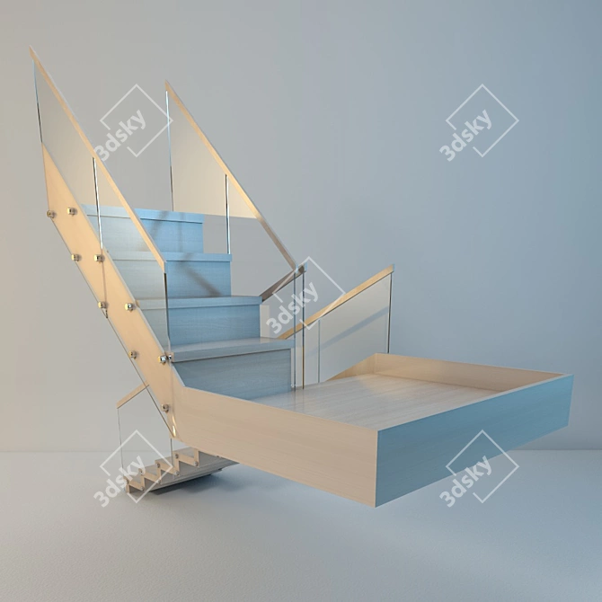 Customized Project Ladder: 3550x1750x850mm, 2350mm Height 3D model image 2