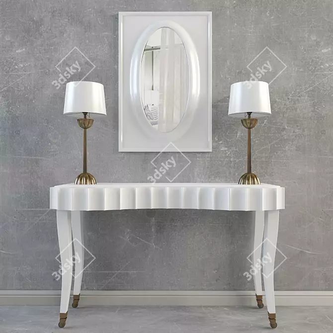 Glowing Reflection: Dressing Table Set 3D model image 1