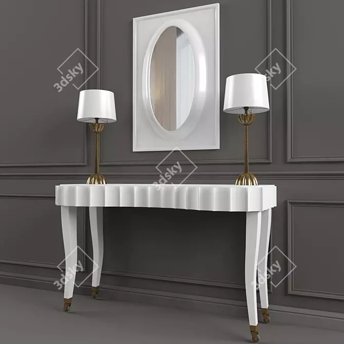 Glowing Reflection: Dressing Table Set 3D model image 3