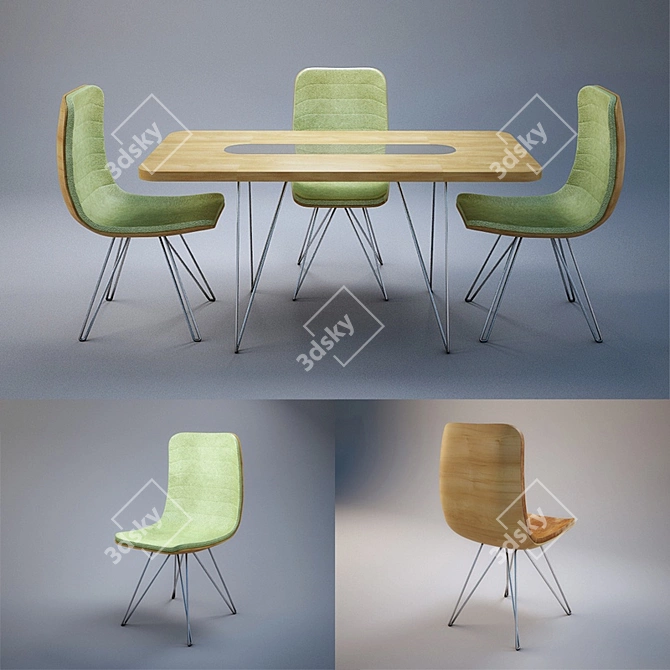 Modern Table and Chair Set 3D model image 1