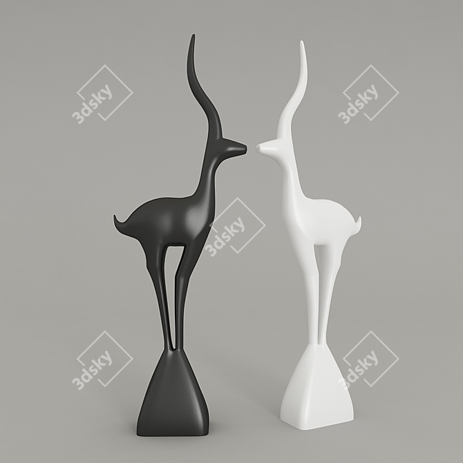 Contemporary Deer Sculpture 3D model image 1