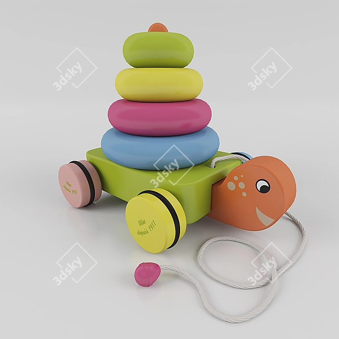 Wooden Turtle Toy 3D model image 1