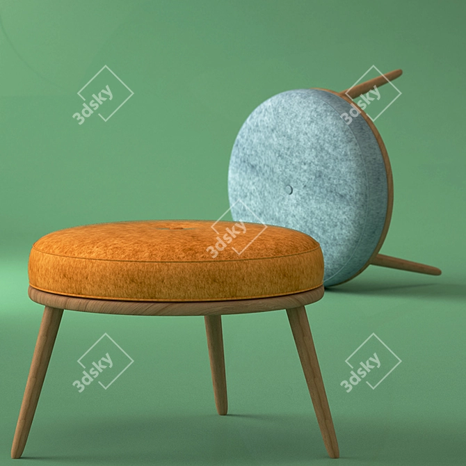Cosy Woolen Footstool 3D model image 1
