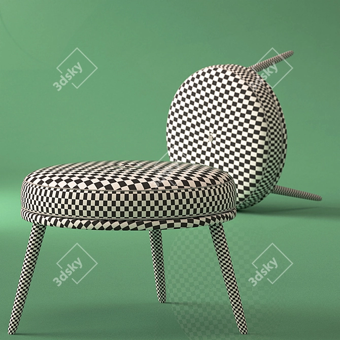 Cosy Woolen Footstool 3D model image 2