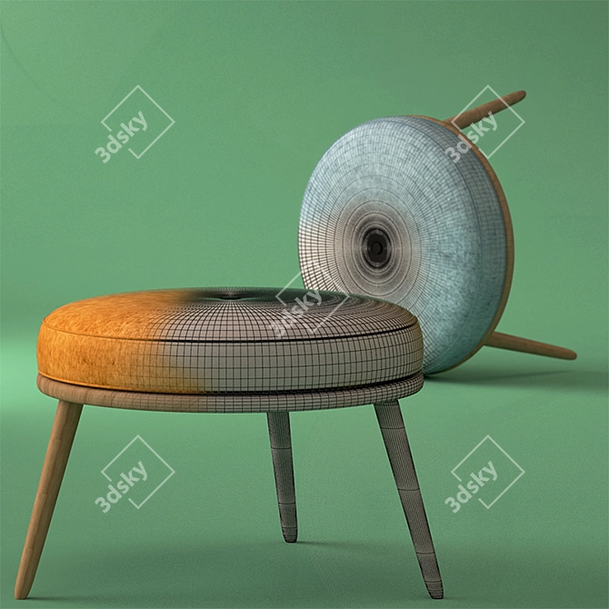 Cosy Woolen Footstool 3D model image 3