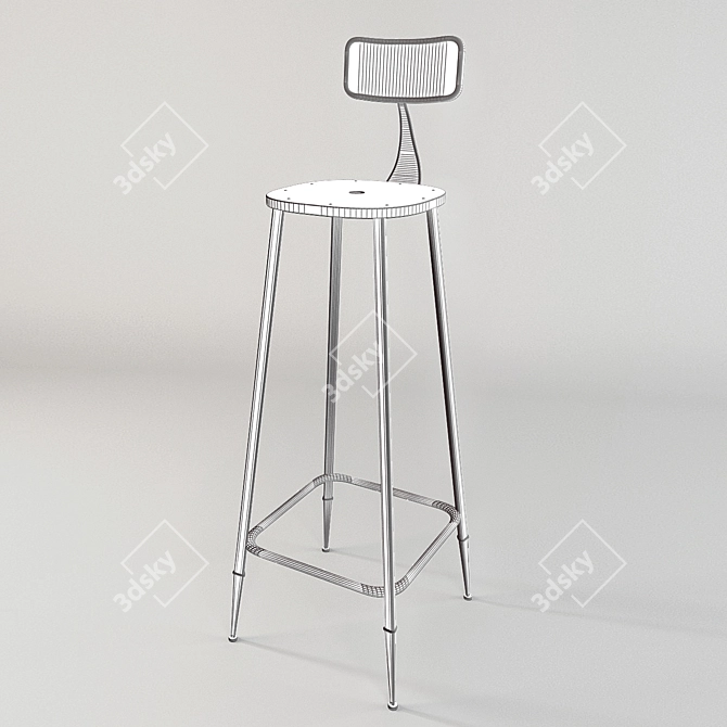 Country Style American Bar Stool - Vintage Height Adjustable 3D model image 2