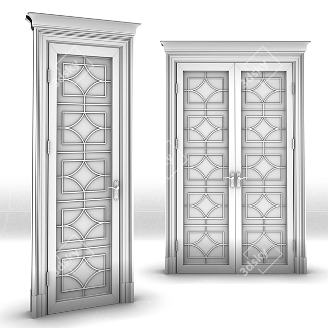 Elegant Corona A6 Interior Door 3D model image 2