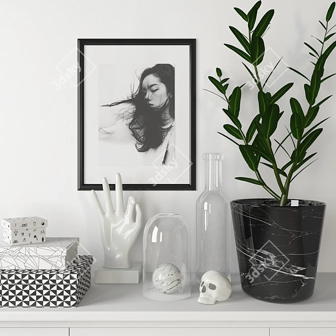 Modern Monochrome Decor Set 3D model image 1