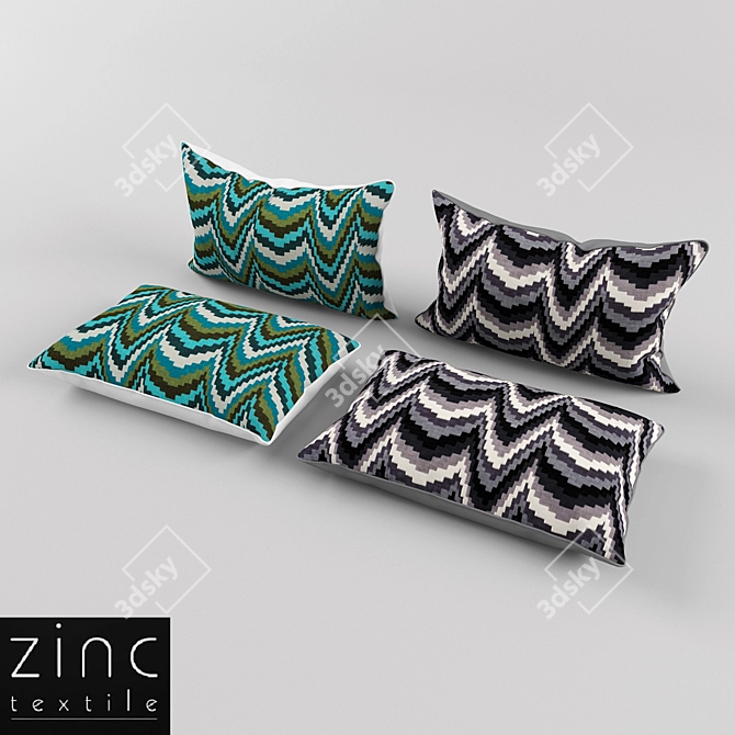 Zinc Textile Ziggurat Cushion - Luxurious Pillow Collection 3D model image 1