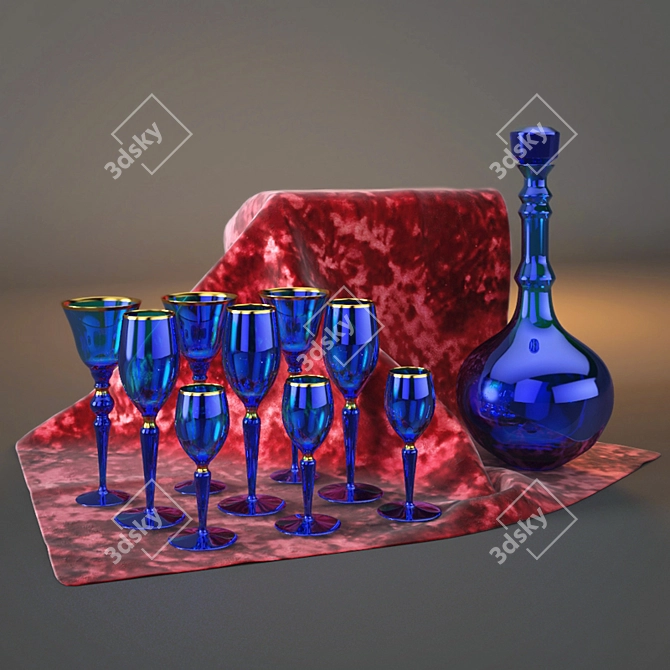 Title: Elegance Collection Glassware Set 3D model image 1