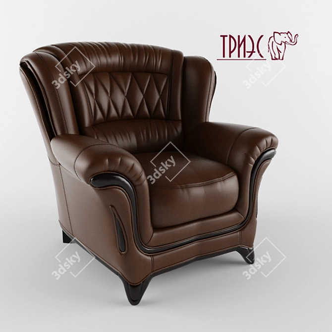 Elegant Genuine Leather Chair 3D model image 1