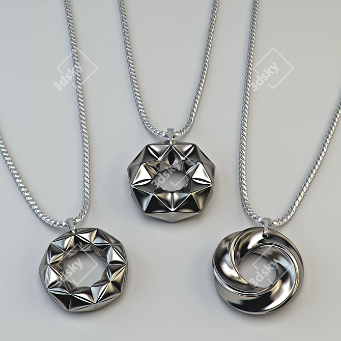 Shimmering Silver Pendants 3D model image 1
