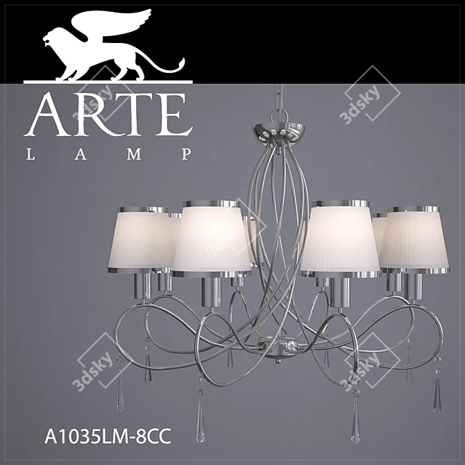 Elegant SS Chandelier: ARTE LAMP A1035LM 3D model image 1