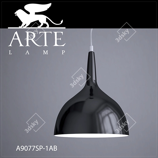 Elegant Black Pendant Lamp 3D model image 1