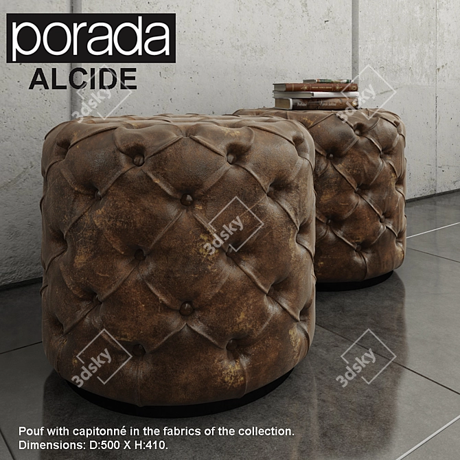 Elegant Porada Alcide Pouf 3D model image 1