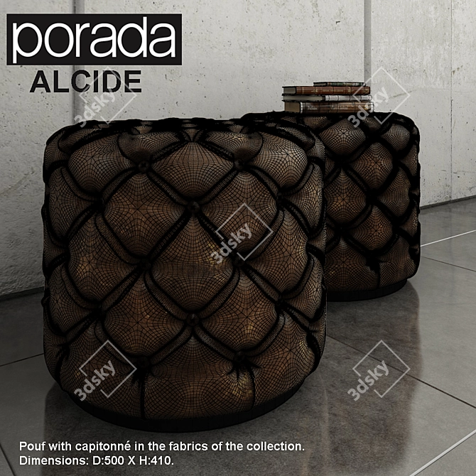 Elegant Porada Alcide Pouf 3D model image 2