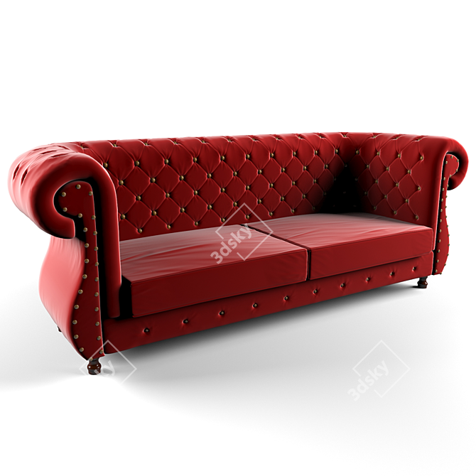 Elegant Chesterfield Sofa 3D model image 1