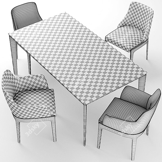 Chelsea Chair Set: Stylish Table & Chair 3D model image 3