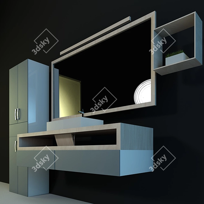 Modern Bathroom Furniture Set 3D model image 1