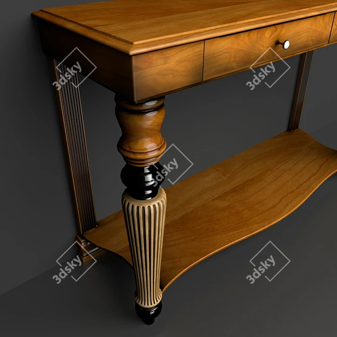 Italiano Console and Mirror Set: Elegant T24 Walnut Finish 3D model image 3