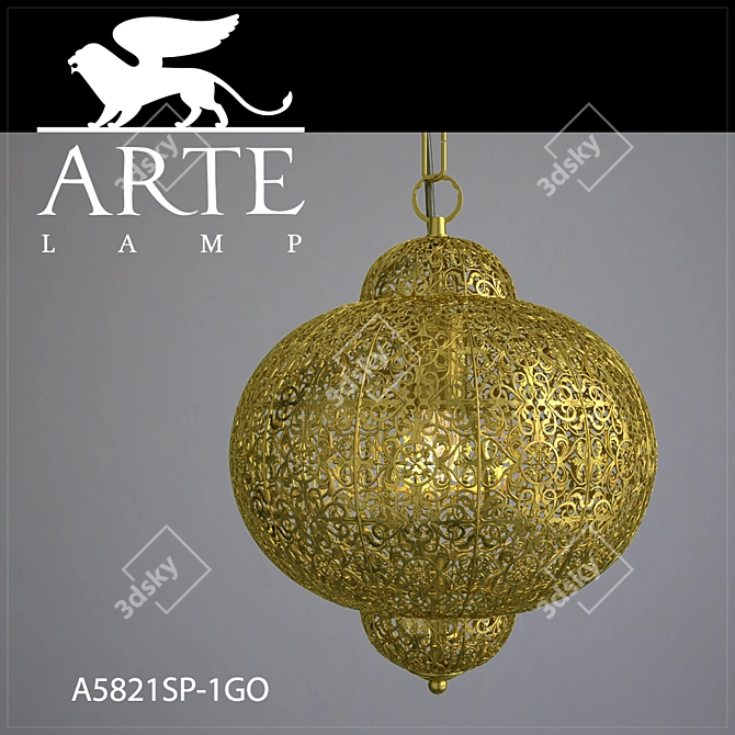 Golden Glow Hanging Lamp 3D model image 1