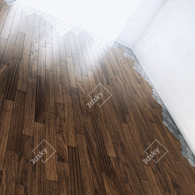 Honeycomb Metallic Parquet Flooring 3D model image 1