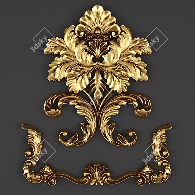 Elegant Stucco Carving 3D model image 1