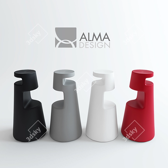 Italian Design ALMA Barstool 3D model image 1