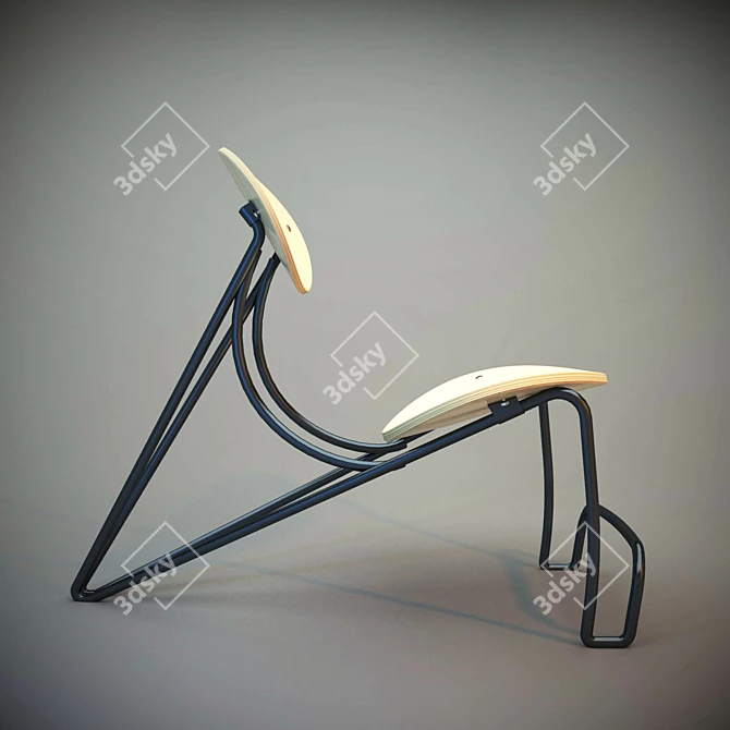 Modern Metal-frame Plywood Chair 3D model image 1