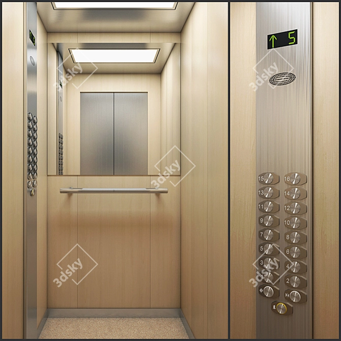 Modern Oak-White Elevator OTIS NEVA 3D model image 1