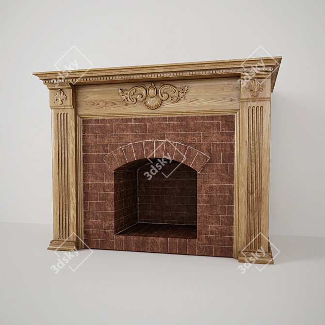 Rustic Brick English Fireplace 3D model image 1