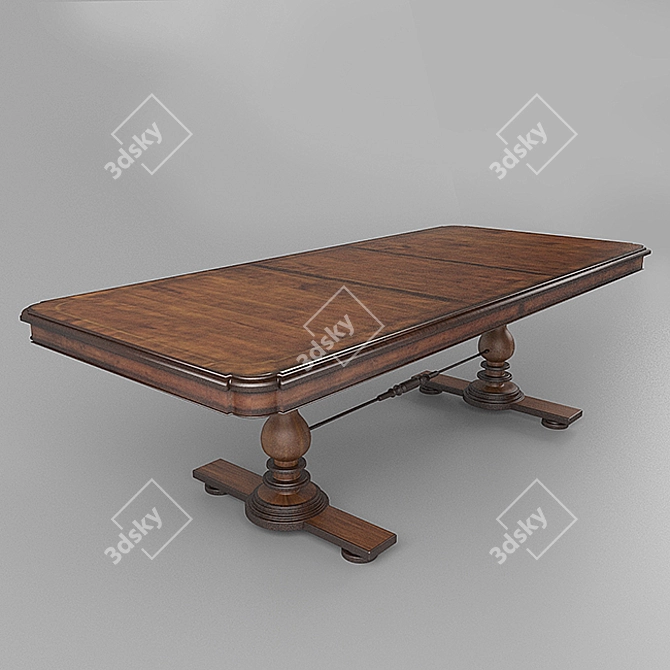 Elegant Oak Dining Table 3D model image 1