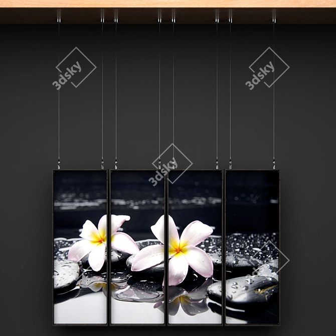 Orchid Blossom Wall Art Panels 3D model image 1