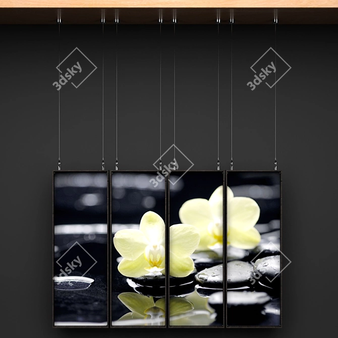 Orchid Blossom Wall Art Panels 3D model image 3
