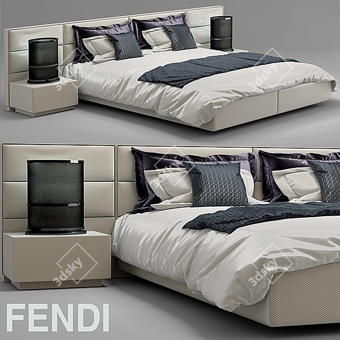 Luxury Fendi Casa Urano Bed 3D model image 1