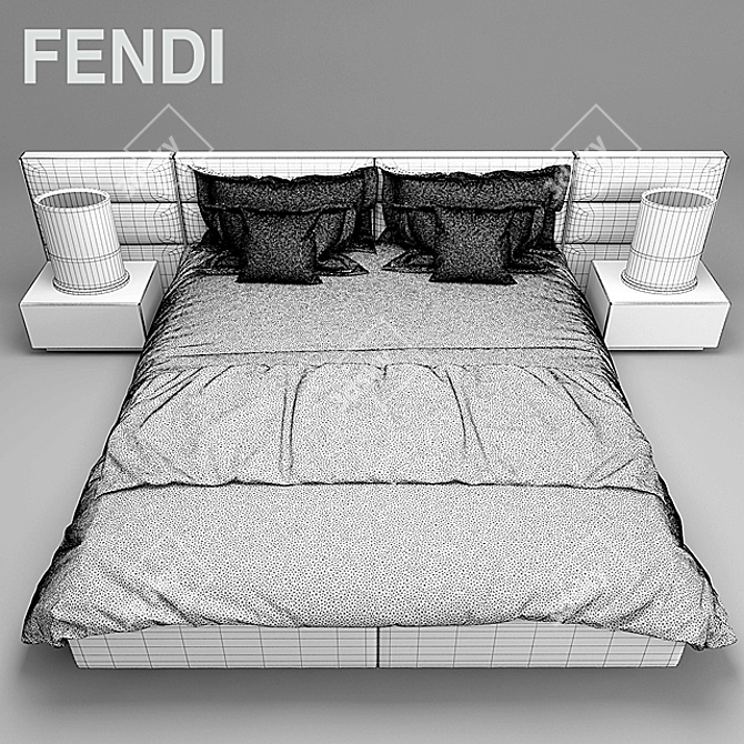 Luxury Fendi Casa Urano Bed 3D model image 3