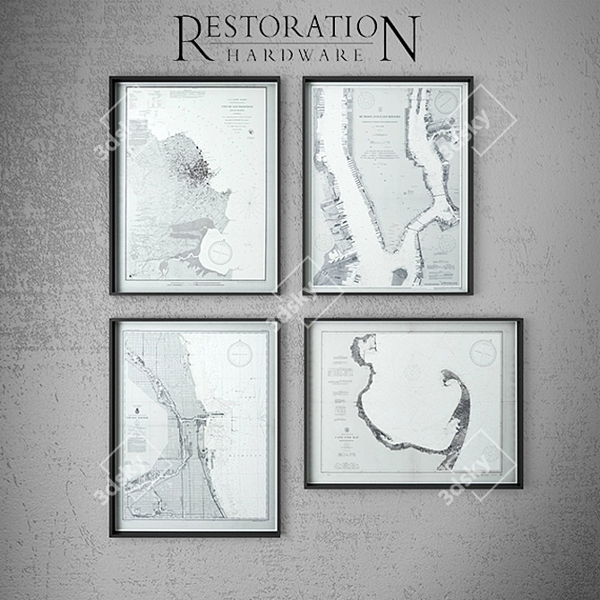 Title: Restoration Hardware Nautical Survey Map 3D model image 1