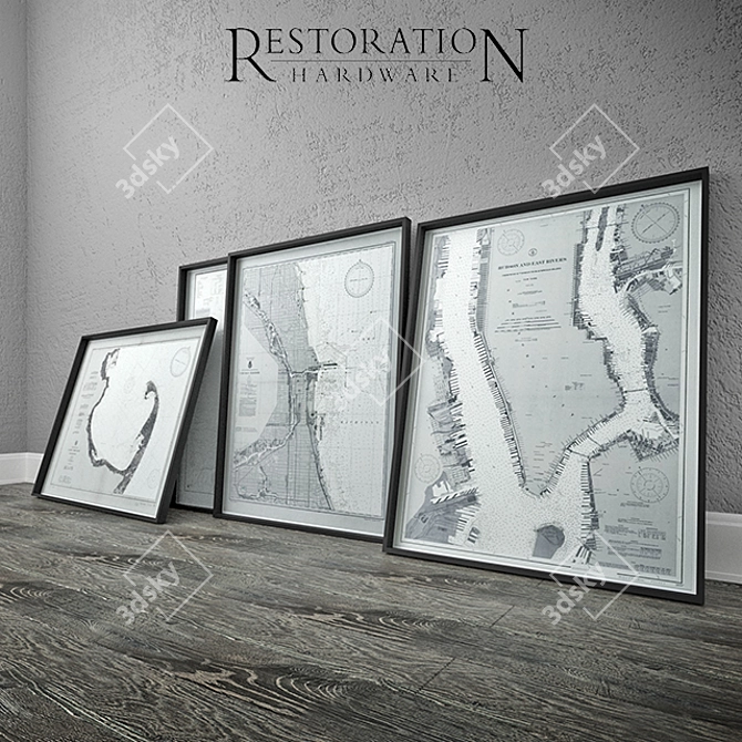 Title: Restoration Hardware Nautical Survey Map 3D model image 2