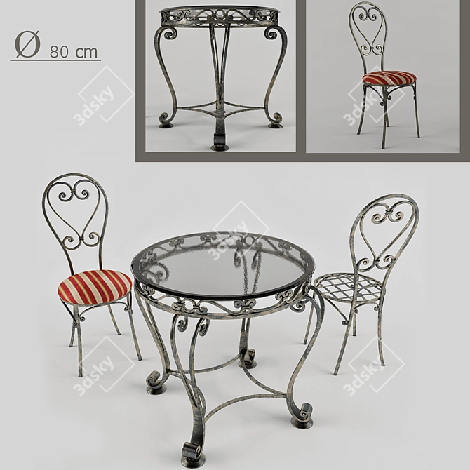 Elegant Iron Terrace Table 3D model image 1