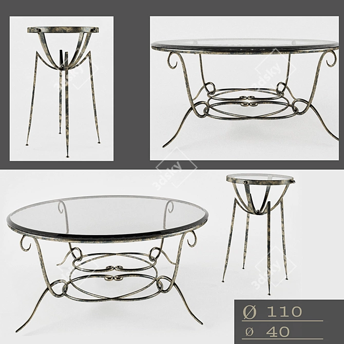 Arabesque Coffee Table Set 3D model image 1