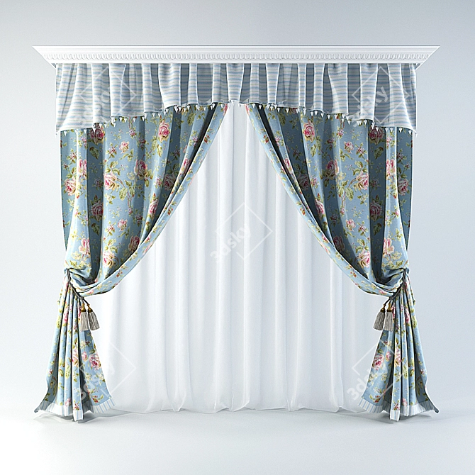 Scandi Style Curtains 3D model image 1