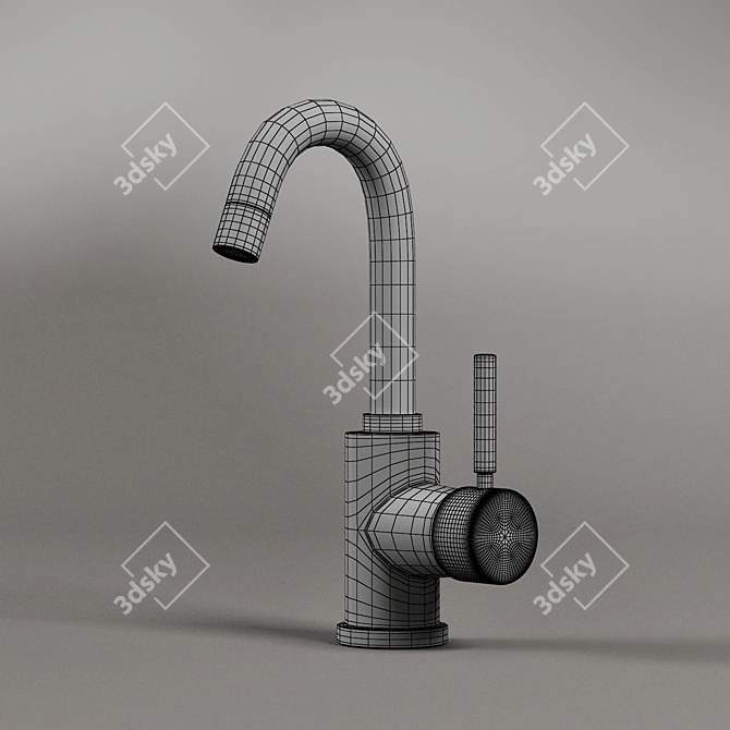 Italian Chrome Single Lever Basin Mixer 3D model image 2