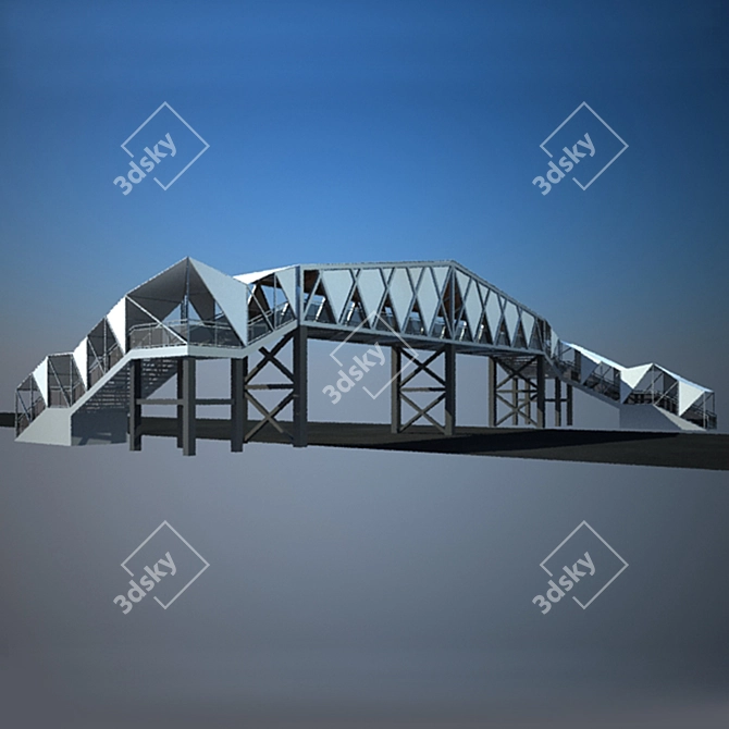 Steel Umbrella Pedestrian Bridge 3D model image 3