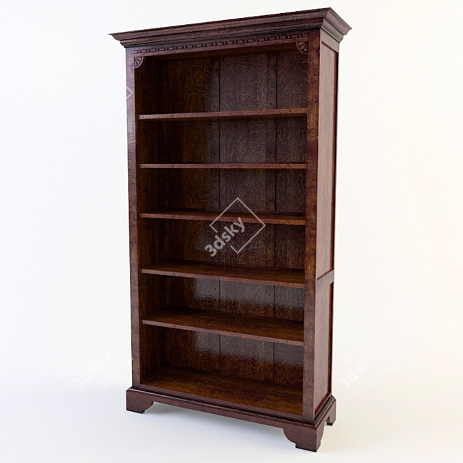 Traditional Oak Bookcase 3D model image 1