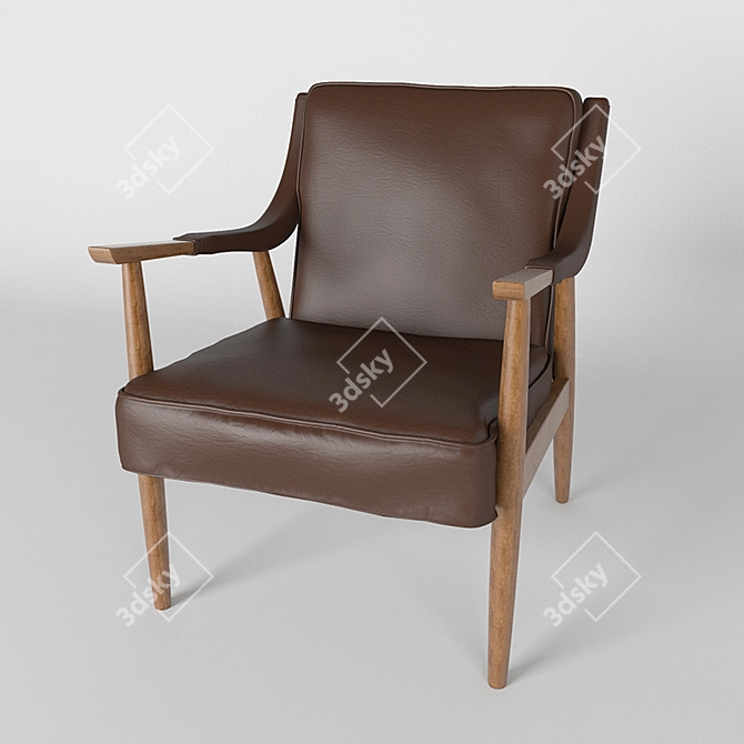 Elegant Danish Modern Lounge Chair 3D model image 1