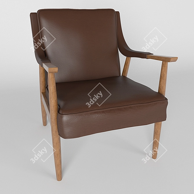 Elegant Danish Modern Lounge Chair 3D model image 2