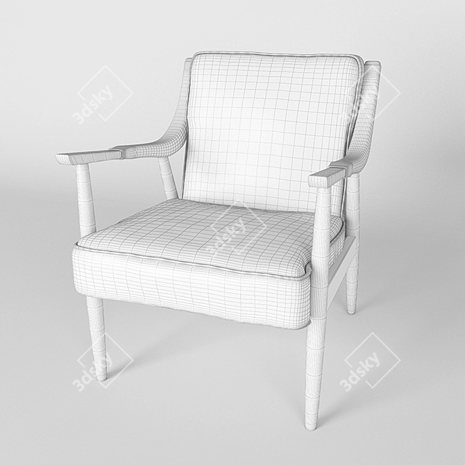 Elegant Danish Modern Lounge Chair 3D model image 3